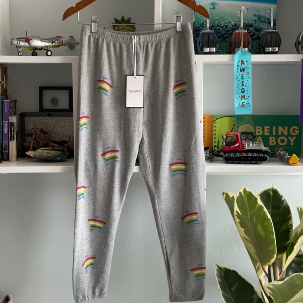 NWT Girls Lauren Moshi Grey Rainbow Stars Loungewear Sweat Pants, Size 12 - Picture 8 of 9